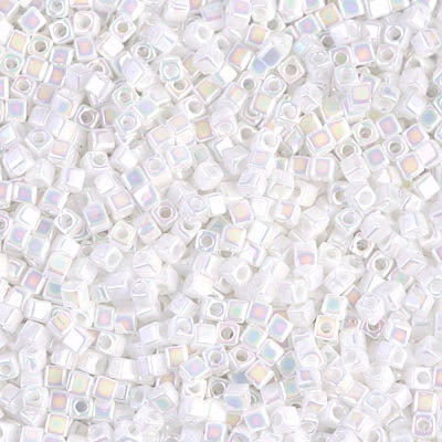 Miyuki 1.8mm Cube, White AB (was 402R), #471, 10 grams