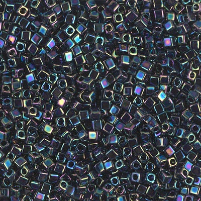 Miyuki 1.8mm Cube, Metallic Variegated Blue Iris, #455, 10 grams