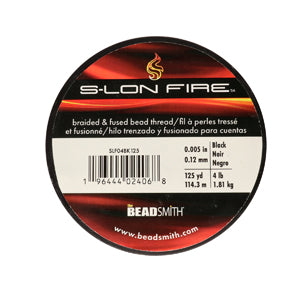 S-Lon Fire Beading Thread 4lb Black 125 Yards