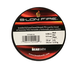 S-Lon Fire Beading Thread 6lb Black 125 Yards