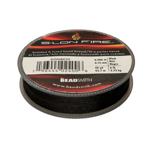 S-Lon Fire Beading Thread 6lb Black 50 Yards