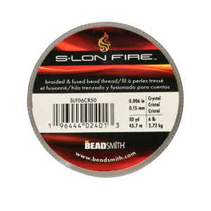 S-Lon Fire Beading Thread 6lb Crystal 50 Yards