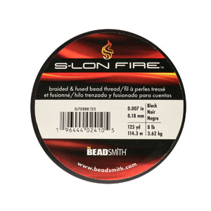 S-Lon Fire Beading Thread 8lb Black 125 Yards