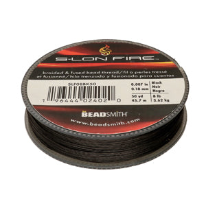 S-Lon Fire Beading Thread 8lb Black 50 Yards