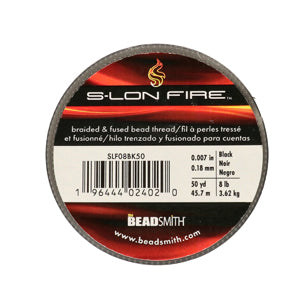 S-Lon Fire Beading Thread 8lb Black 50 Yards