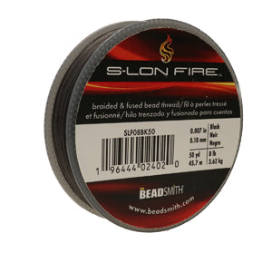 S-Lon Fire Beading Thread 8lb Black 50 Yards