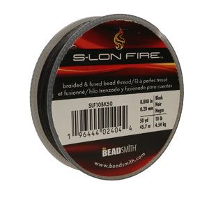 S-Lon Fire Beading Thread 10lb Black 50 Yards
