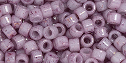 Toho Aiko Cylinder Bead, Marbled Op White/Pink, 5 grams