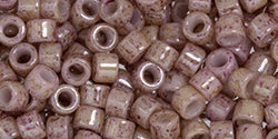 Toho Aiko Cylinder Bead, Marbled Op Beige/Pink, 5 grams