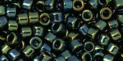 Toho Aiko Cylinder Seed Bead, TB-0084, Metallic Green/Brown Iris