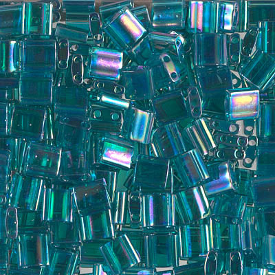 Miyuki Tila Bead, TL-2458, Transparent Teal AB, 5 grams