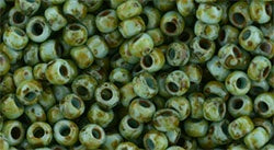 Toho Size 8 Round, Turquoise Picasso, #Y307, 17 grams