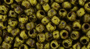 Toho Size 8 Round, Opaque Dandelion Picasso, #Y319, 17 grams