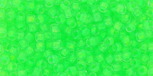 Toho 11/0 Round Japanese Seed Bead, TR11-805F, Luminous Neon Green Frost