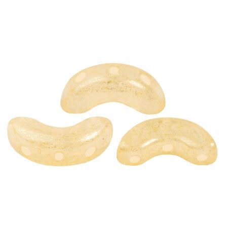 Arcos Par Puca, Milky Beige, 10 grams, Czech 3 Hole Glass Bead