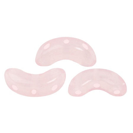 Arcos Par Puca, Milky Light Rose, 10 grams, Czech 3 Hole Glass Bead