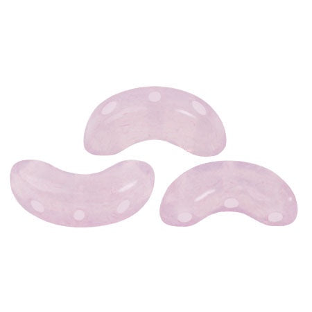 Arcos Par Puca, Milky Light Amethyst, 10 grams, Czech 3 Hole Glass Bead