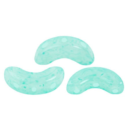 Arcos Par Puca, Milky Green Turquoise, 10 grams, Czech 3 Hole Glass Bead