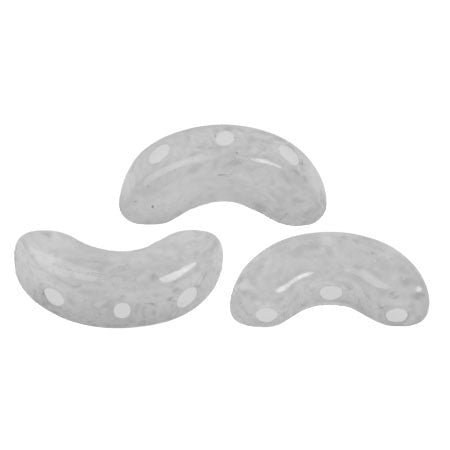 Arcos Par Puca, Milky Grey, 10 grams, Czech 3 Hole Glass Bead