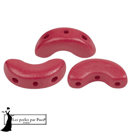 Arcos Par Puca, Vogue Matte Hibiscus, 10 grams, Czech 3 Hole Glass Bead