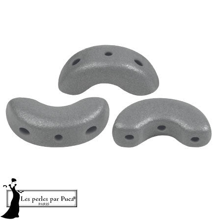 Arcos Par Puca, Vogue Matte Grey Medium, 10 grams, Czech 3 Hole Glass Bead
