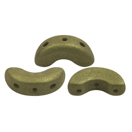Arcos Par Puca, Trendy Olive Matte, 10 grams, Czech 3 Hole Glass Bead