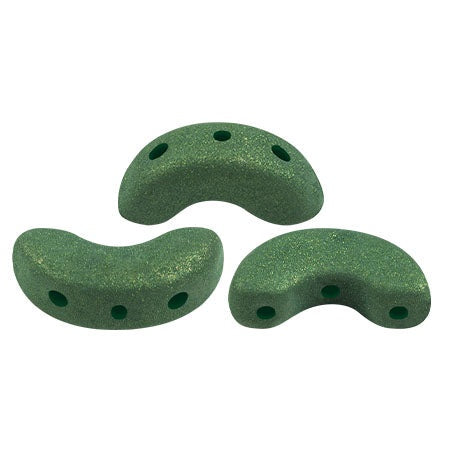 Arcos Par Puca, Trendy Fern Green Matte, 10 grams, Czech 3 Hole Glass Bead