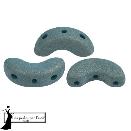 Arcos Par Puca, Trendy Persian Blue Matte, 10 grams, Czech 3 Hole Glass Bead
