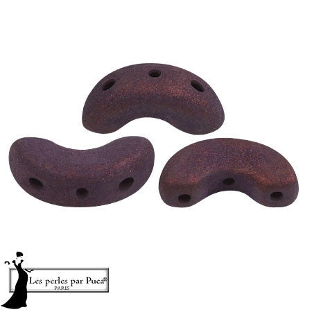 Arcos Par Puca, Trendy Plum Matte, 10 grams, Czech 3 Hole Glass Bead