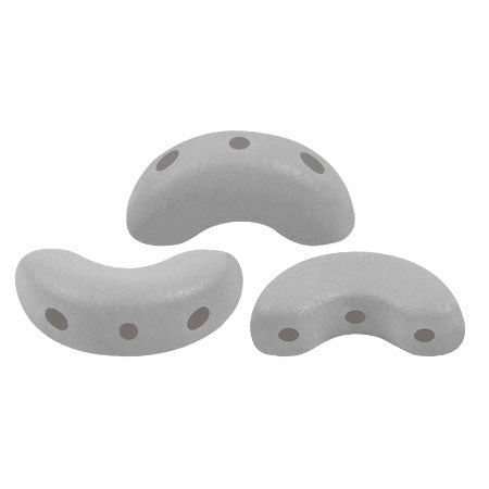 Arcos Par Puca, Grey Light Matte, 10 grams, Czech 3 Hole Glass Bead