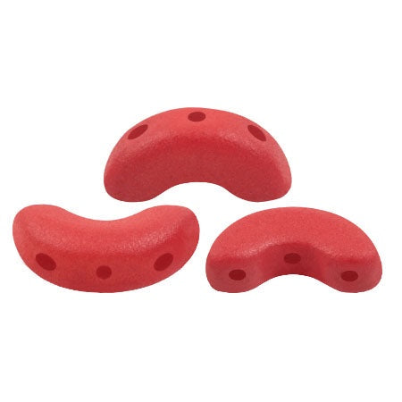 Arcos Par Puca, Dark Red Light Matte, 10 grams, Czech 3 Hole Glass Bead