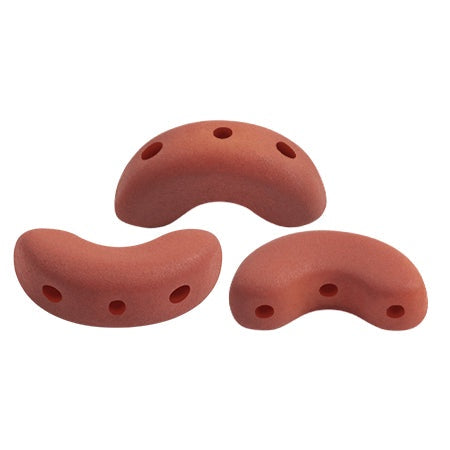 Arcos Par Puca, La Divine Terracotta Matte, 10 grams, Czech 3 Hole Glass Bead