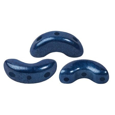 Arcos Par Puca, Dark Blue Pearl, 10 grams, Czech 3 Hole Glass Bead