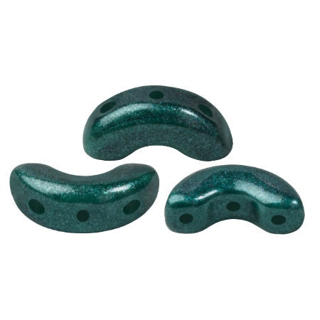 Arcos Par Puca, Dark Green Pearl, 10 grams, Czech 3 Hole Glass Bead