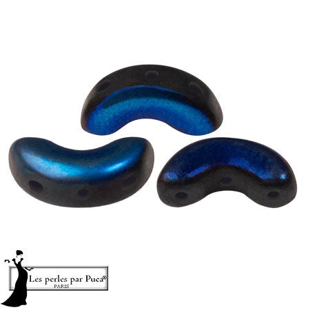 Arcos Par Puca, Full Azzuro Matte, 10 grams, Czech 3 Hole Glass Bead