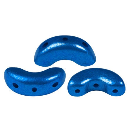 Arcos Par Puca, Metalust Crown Blue, 10 grams, Czech 3 Hole Glass Bead