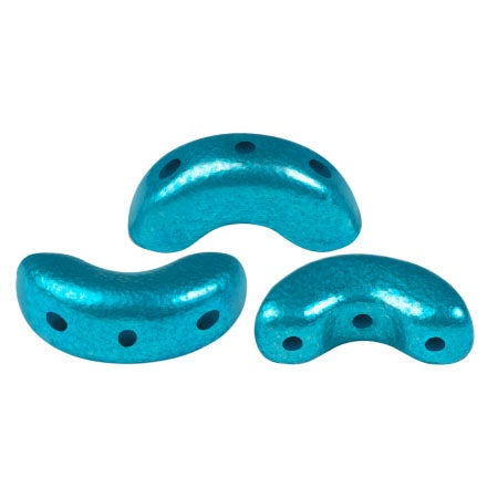 Arcos Par Puca, Metalust Turquoise, 10 grams, Czech 3 Hole Glass Bead