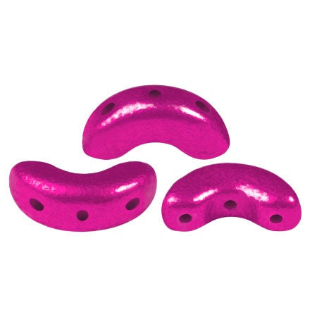 Arcos Par Puca, Metalust Hot Pink, 10 grams, Czech 3 Hole Glass Bead