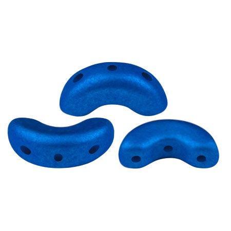Arcos Par Puca, Metalust Crown Blue Matte, 10 grams, Czech 3 Hole Glass Bead