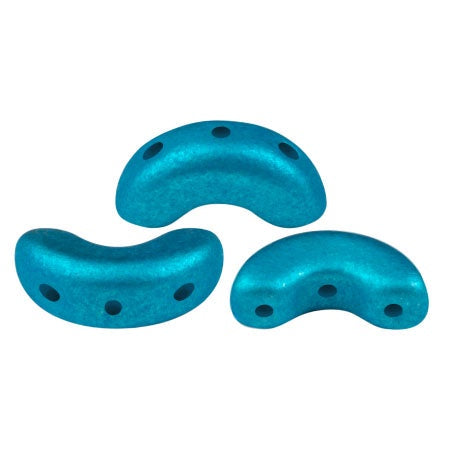 Arcos Par Puca, Metalust Turquoise Matte, 10 grams, Czech 3 Hole Glass Bead