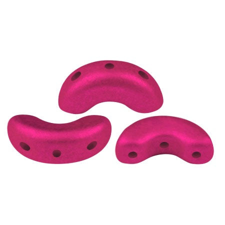 Arcos Par Puca, Metalust Hot Pink Matte, 10 grams, Czech 3 Hole Glass Bead
