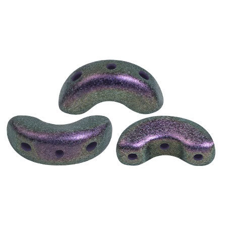 Arcos Par Puca, Polynesian Dark Purple, 10 grams, Czech 3 Hole Glass Bead