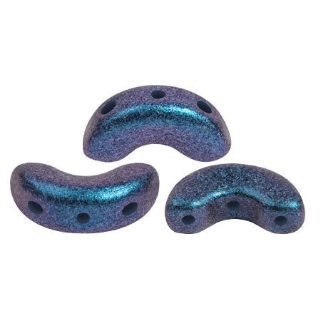 Arcos Par Puca, Polynesian Blue, 10 grams, Czech 3 Hole Glass Bead