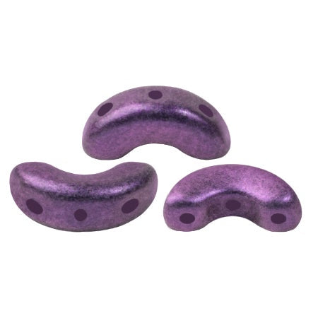 Arcos Par Puca, Metallic Matte Dark Lilac, 10 grams, Czech 3 Hole Glass Bead