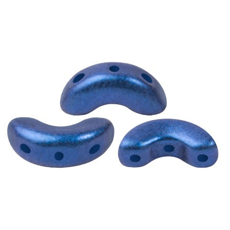 Arcos Par Puca, Metallic Matte Caribbean Blue, 10 grams, Czech 3 Hole Glass Bead