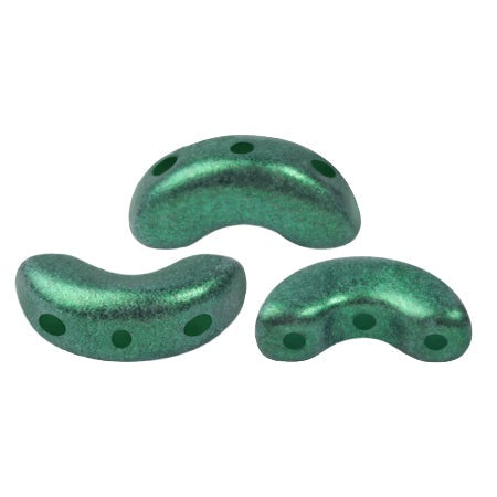 Arcos Par Puca, Metallic Matte Green Forest, 10 grams, Czech 3 Hole Glass Bead