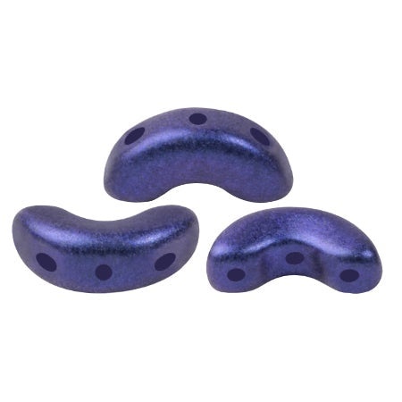 Arcos Par Puca, Metallic Matte Royal Blue, 10 grams, Czech 3 Hole Glass Bead