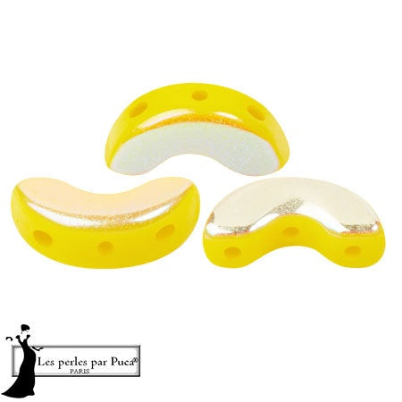 Arcos Par Puca, Opaque Jonquil AB, 10 grams, Czech 3 Hole Glass Bead