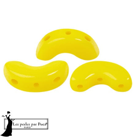 Arcos Par Puca, Opaque Jonquil, 10 grams, Czech 3 Hole Glass Bead