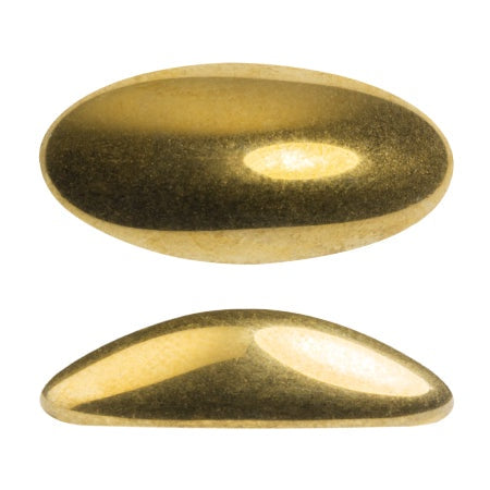 Athos Par Puca Oval Czech Glass Cabochon, Full Dorado, 2 pieces